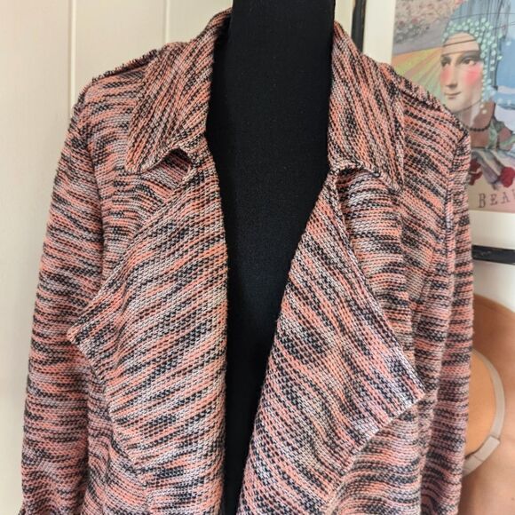 Bagatelle Tweed Draped Jacket L Lagenlook Rebel Punk Coastal Cowgirl Preppy - Picture 4 of 12